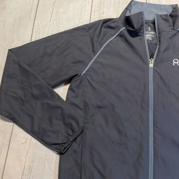 Elevate men’s zip up windbreaker Dark gray/gray trim size M - Picture 3 of 8